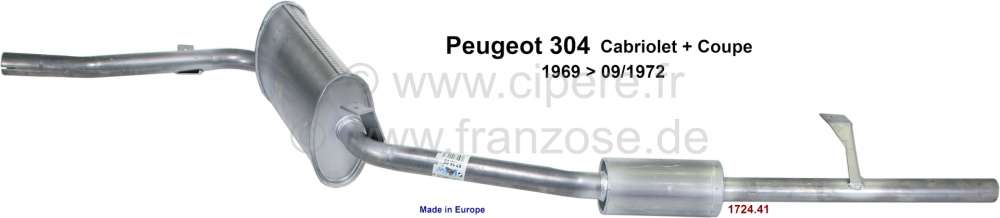 Citroen-2CV - P 304C, silencer rear (consisting of 2 silencers), only suitable for Peugeot 304 Cabrio + 