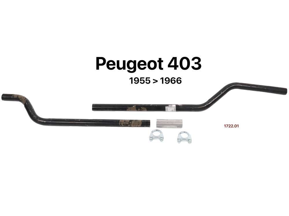 Peugeot - P 403, exhaust pipe center, between the two silencers. Suitable for Peugeot 403 sedan. Ins