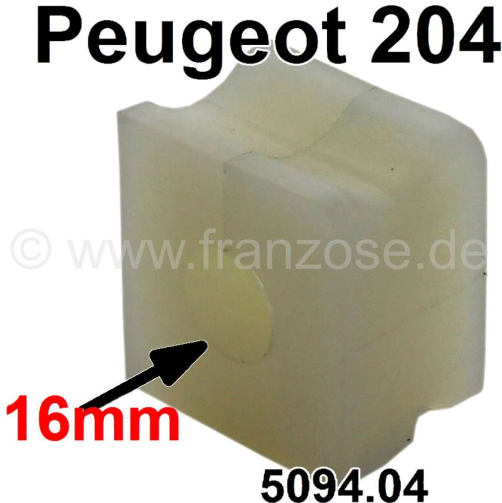 Renault - P 204, anti roll bar (torsion bar) rubber. Diameter: 16mm, 42,5x40x38mm. The bracket can a