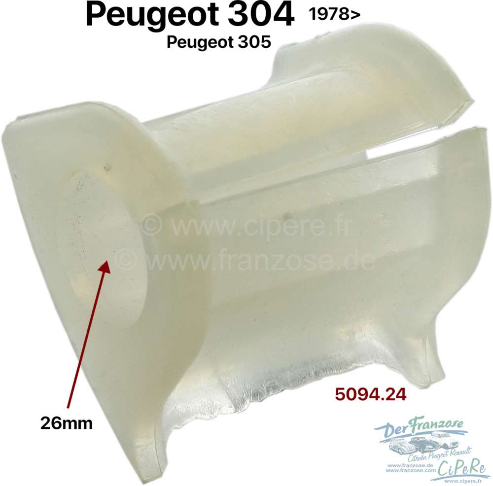 Peugeot - P 304/305, Rubber bush for the front anti-roll bar. For anti-roll bar diameter: 26mm. Used