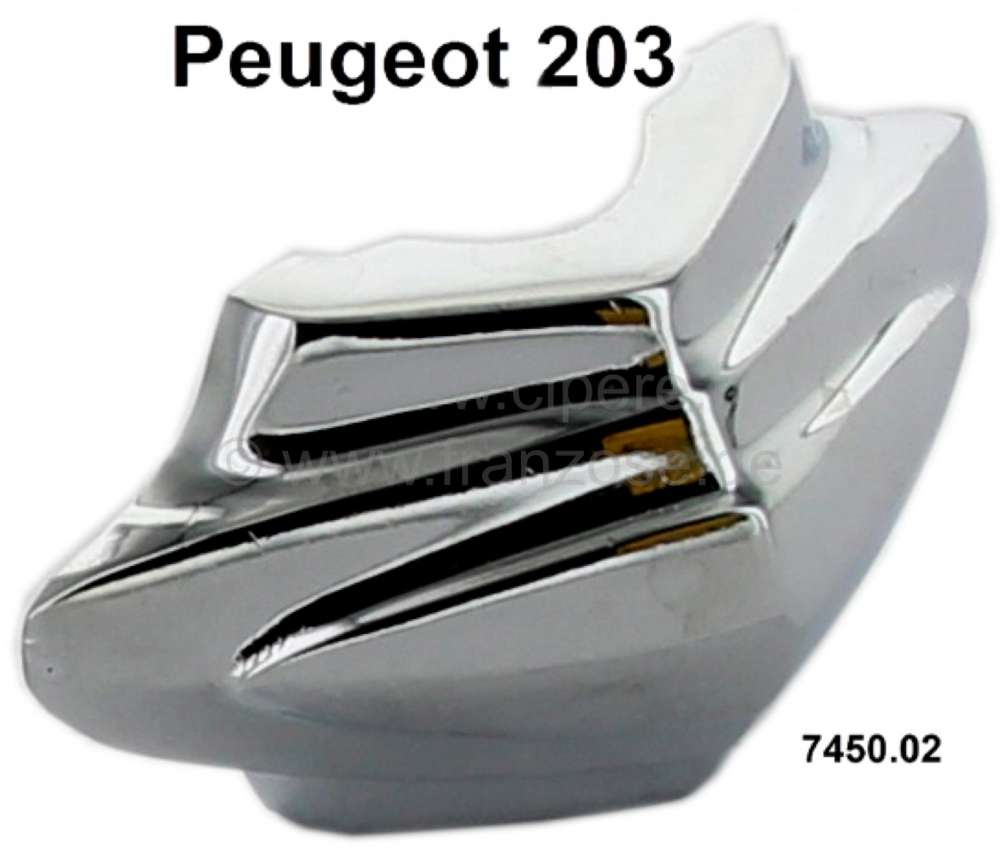 Peugeot - P 203, chrome clip (MOTIF) for the bumper (per piece). Suitable for Peugeot 203, 1 series.