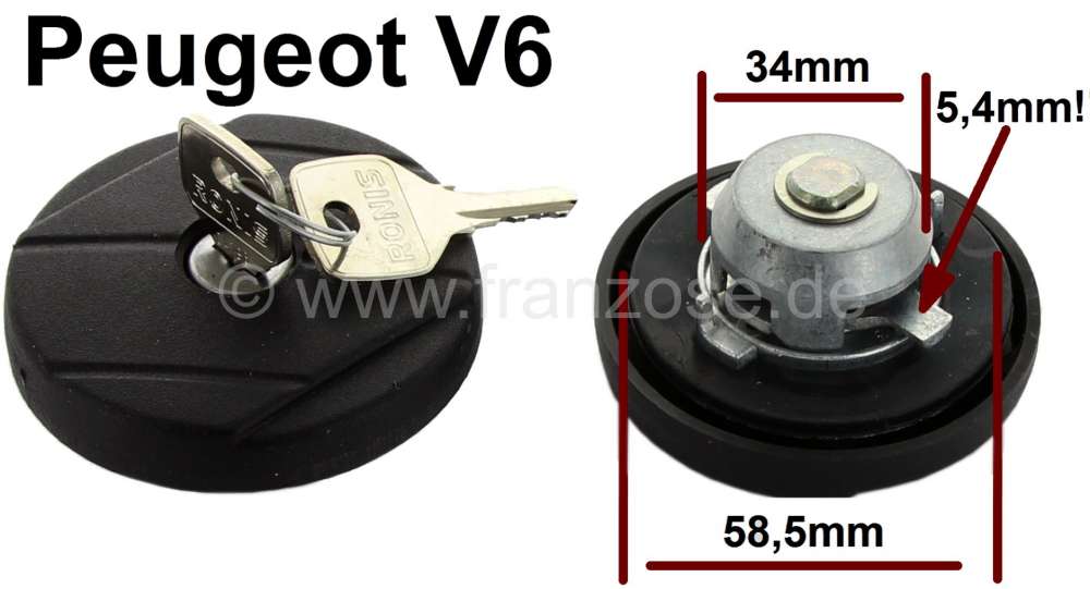 Peugeot - P 604, fuel filler cap lockable. Suitable for Peugeot 604.