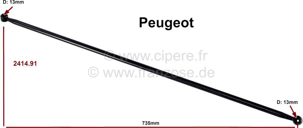 Peugeot - Gear lever (tie bar) for the gear shift. For ball: 13,0mm. Overall length: 735mm. Or. No. 