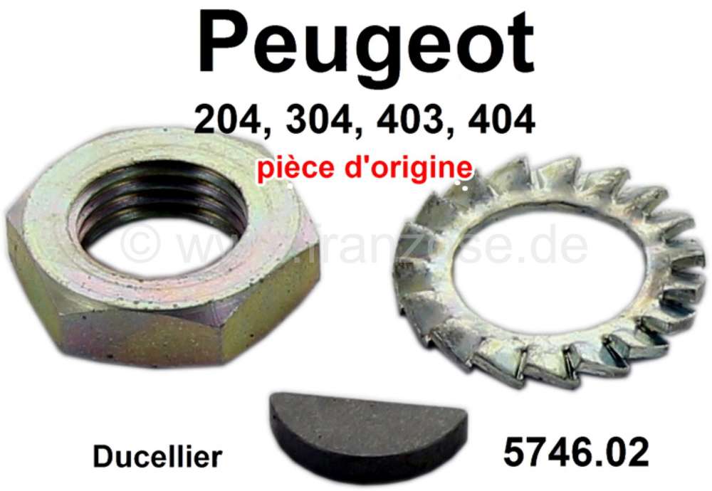 Peugeot - P 204/304/403/404, V-belt pulley mounting kit, for Ducellier generator. Suitable for Peuge