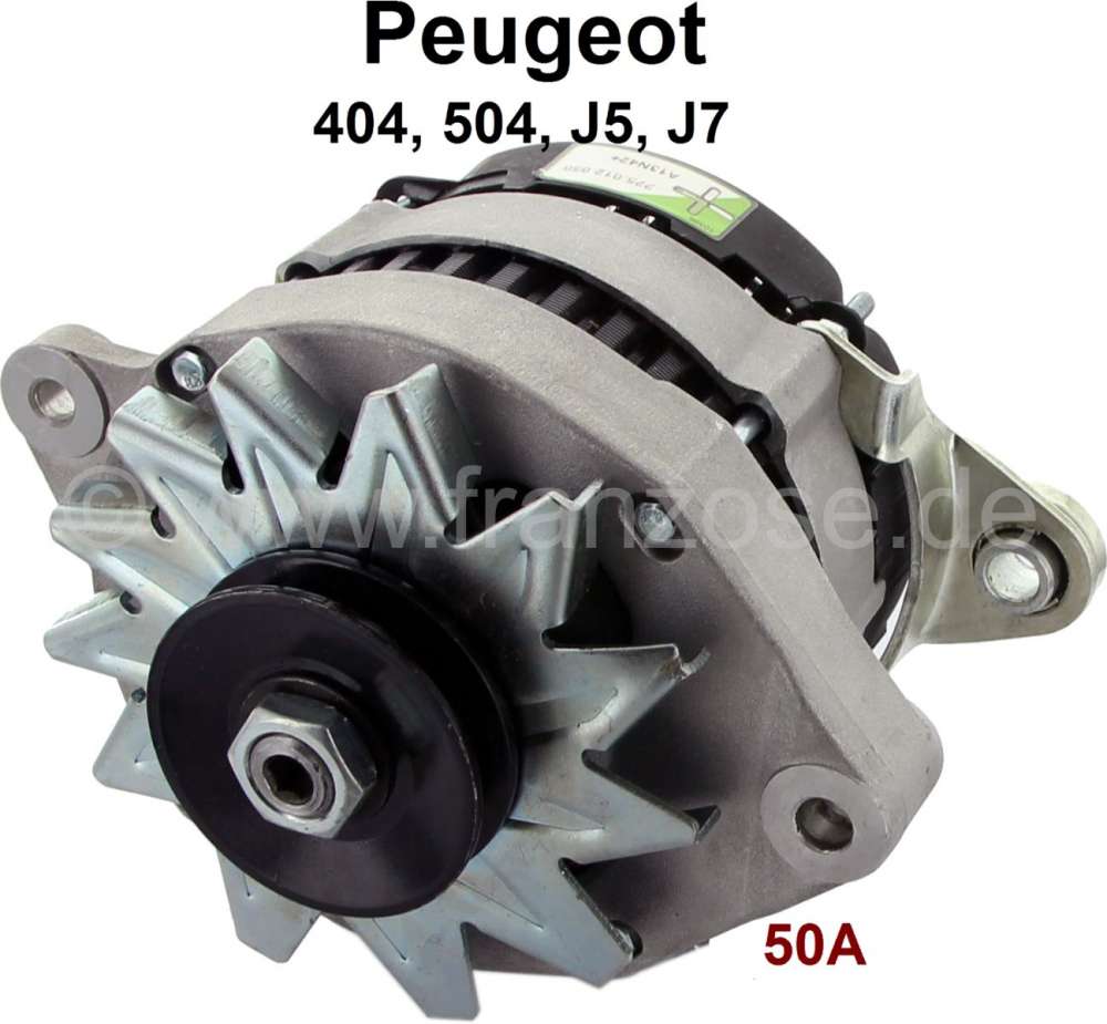 Citroen-2CV - P 404/504, generator, suitable for Peugeot 404, Peugeot 504, J5, J7. 12 V. Ampere: 50. Int
