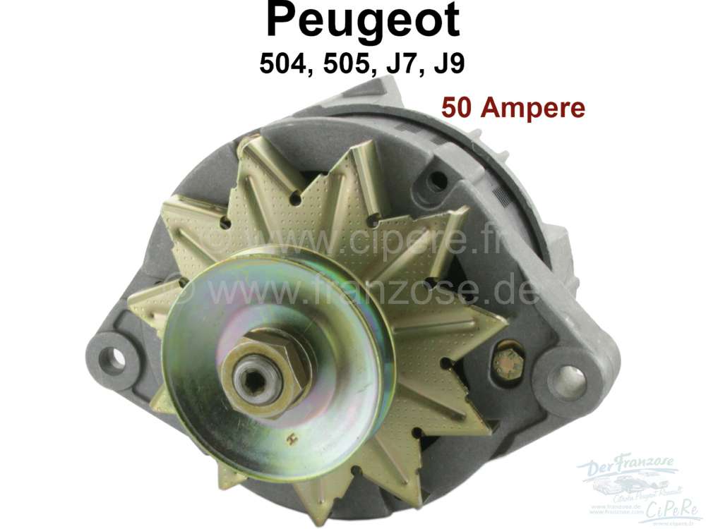 Peugeot - P 504/505/J7/J9, generator. Suitable for Peugeot J7, J9, 505, 504. (Petrols with carbureto