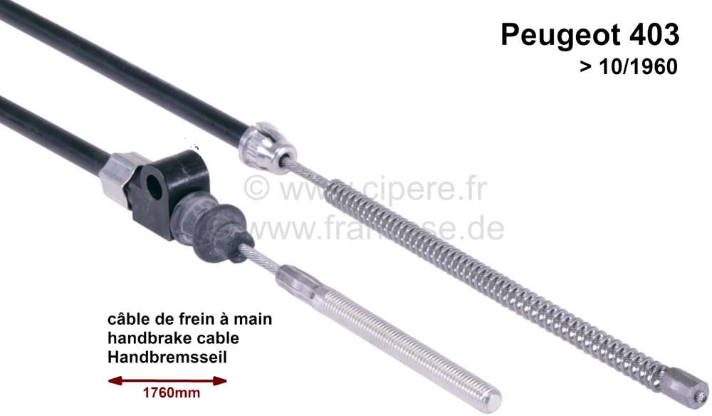Sonstige-Citroen - hand branke cable Peugeot 403 till 10/1960. Or.No.483427