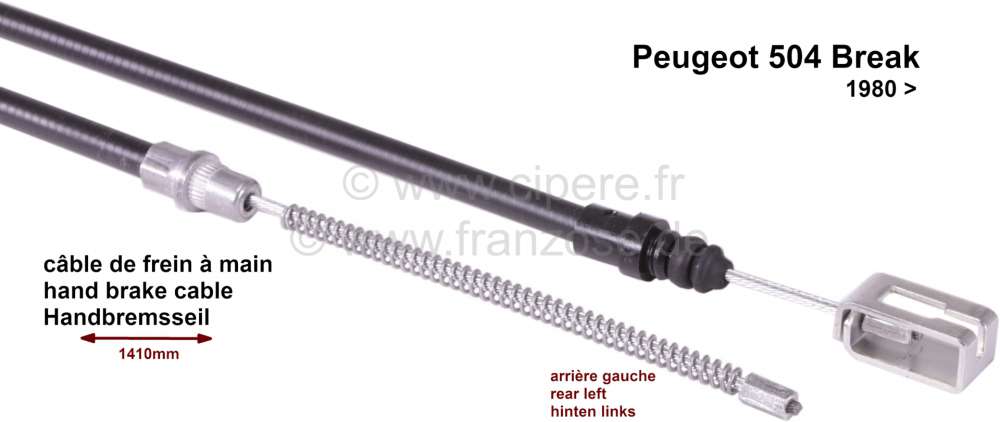 Renault - handbrake cable Peugeot 504 Break rear left side, >80, 1410/1100mm