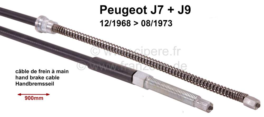 Peugeot - Handbrake cable Peugeot J7+J9  12/68 till 8/1973, left