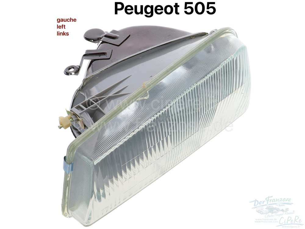 Peugeot - P 505. Headlamp on the left of Peugeot 505, year of construction 1979 to 1989. Without tes