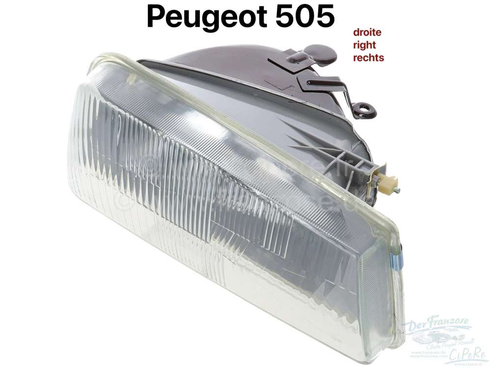 Peugeot - P 505. Headlamp on the right of Peugeot 505, year of construction 1979 to 1989. Without te