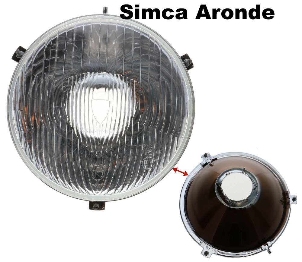 Peugeot - Simca Aronde, headlight insert, Marchal version. Good reproduction. Suitable for Simca Aro