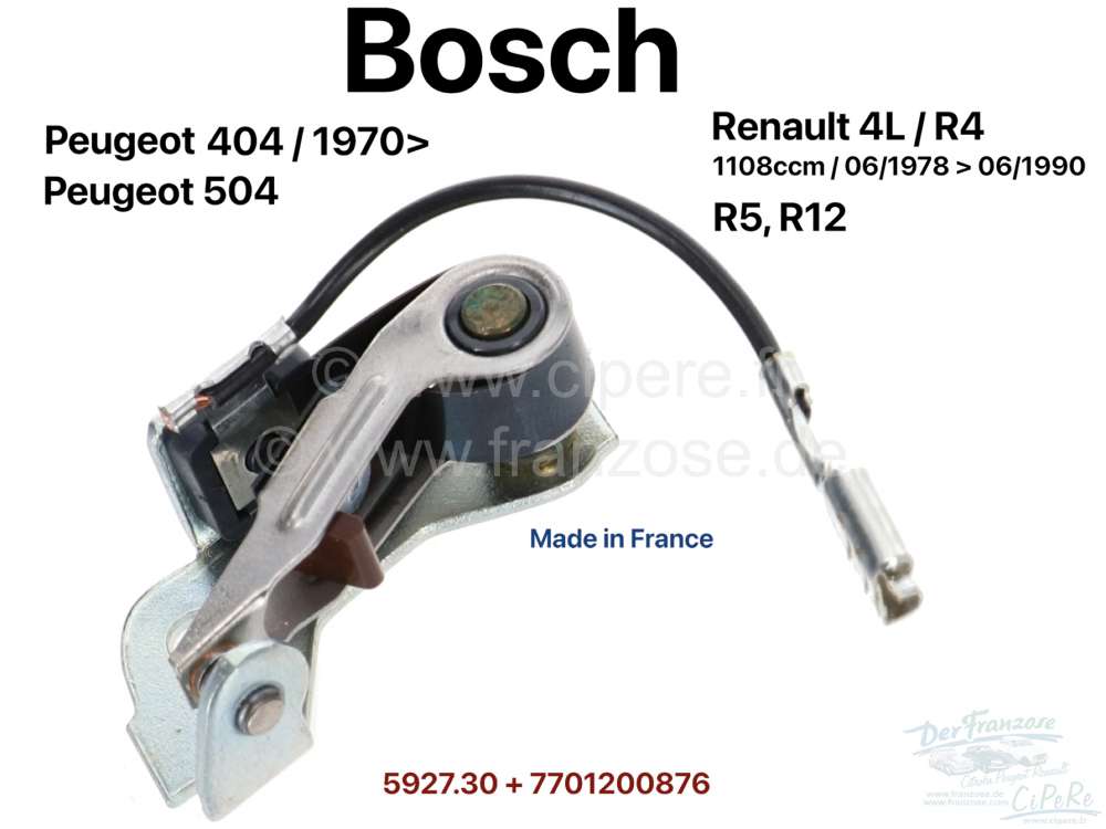 Renault - Bosch ignition contact. Suitable for Peugeot 404, starting from year of construction 1970.