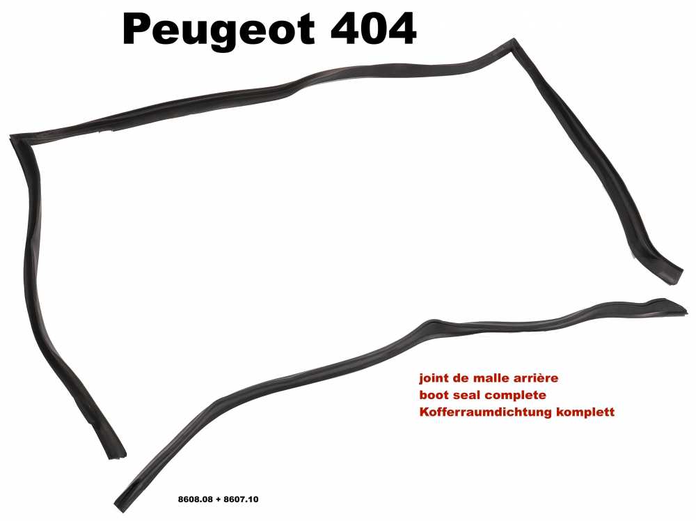 Peugeot - P 404, boot seal, side, top, bottom (complete). Suitable for Peugeot 404 saloon. Or. No. 8