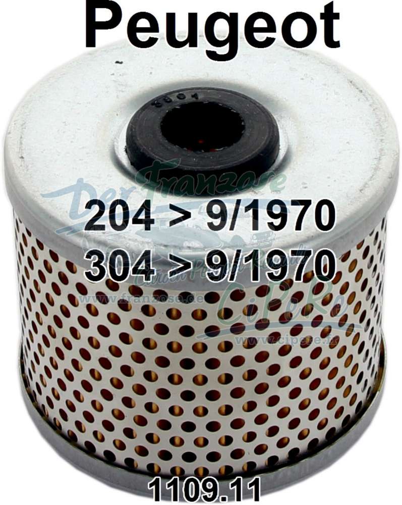 Alle - Oil filter for oil filter cartridge. Suitable for Peugeot 204, to year of construction 09/