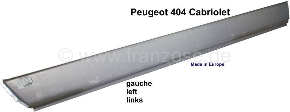Peugeot - P 404, box sill external sheet metal on the left. Suitable for Peugeot 404 Cabriolet. Made