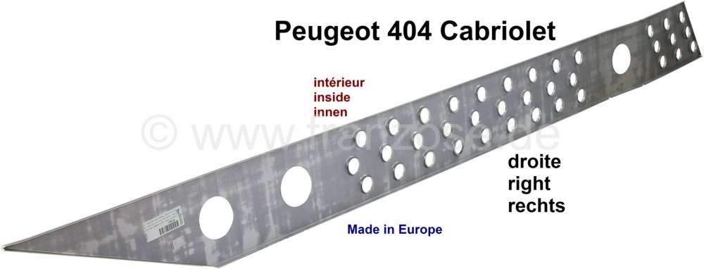 Peugeot - P 404, inside box sills on the right. Suitable for Peugeot 404 Cabriolet. Made in European