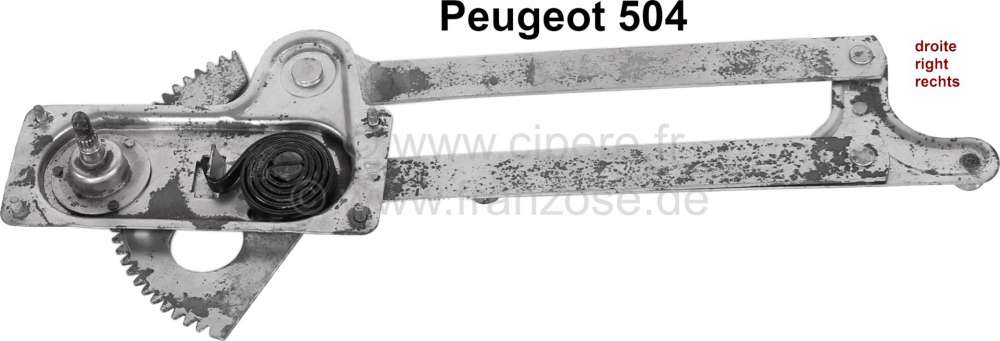 Peugeot - P 504/604, window lifter door on the right. For Peugeot 504 sedan (the window lifter fits 