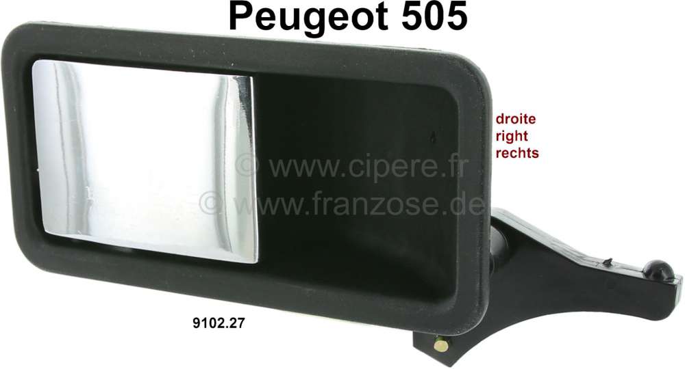 Peugeot - P 505, door opener (door handle) inside on the right. Suitable for Peugeot 505 sedan. Or. 