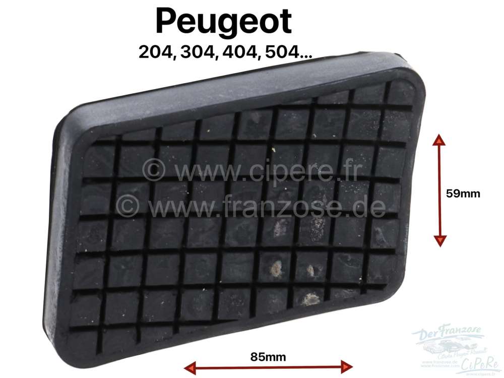 Peugeot - Pedal rubber Peugeot, 85 x 59mm. Suitable for Peugeot 204, 304, 404, 504 etc. The rubbers 