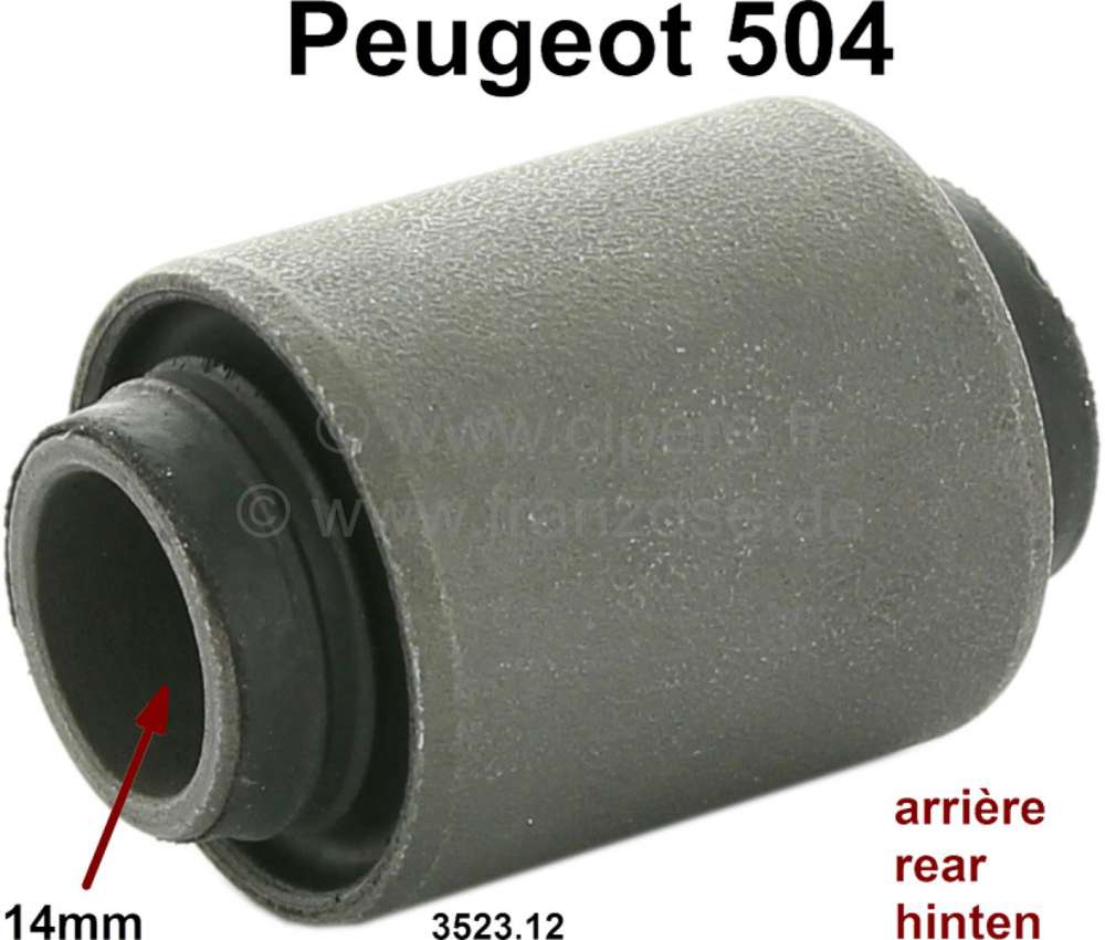 Peugeot - P 504, bonded-rubber bushing triangle rear axle. Diameter inside: 14mm. Outside diameter: 