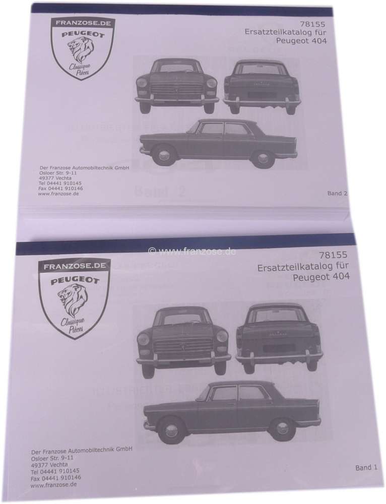 Peugeot - Parts catalogue for Peugeot 404, 2 volumes, 1000 pages.