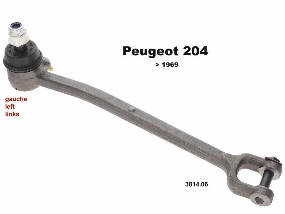 Citroen-2CV - P 204, tie rod complete, left. Suitable for Peugeot 204, to year of construction 1969. Or.