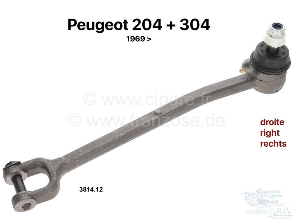 Peugeot - P 204/304, right tie rod completely (inclusive tie rod end). Suitable for Peugeot 204 + 30
