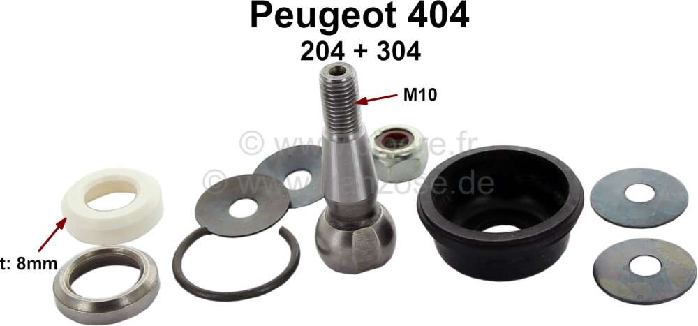 Citroen-2CV - P 204/304/404, tie rod end repair set. Suitable for Peugeot 204, 304 + 404. Thread M10, le