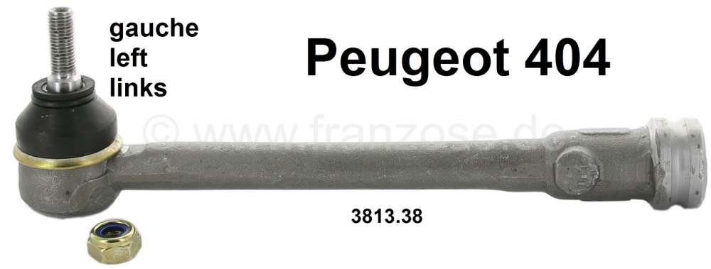 Peugeot - P 404, left track rod (inclusive tie rod end). Suitable for Peugeot 404. Female thread M16