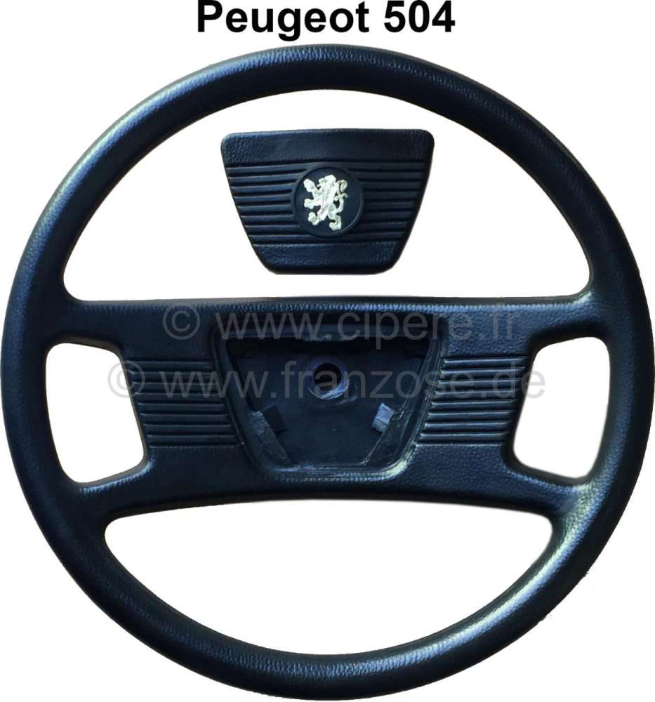 Peugeot - P 504, steering wheel (final Version?), complete synthetic black. Suitable for Peugeot 504