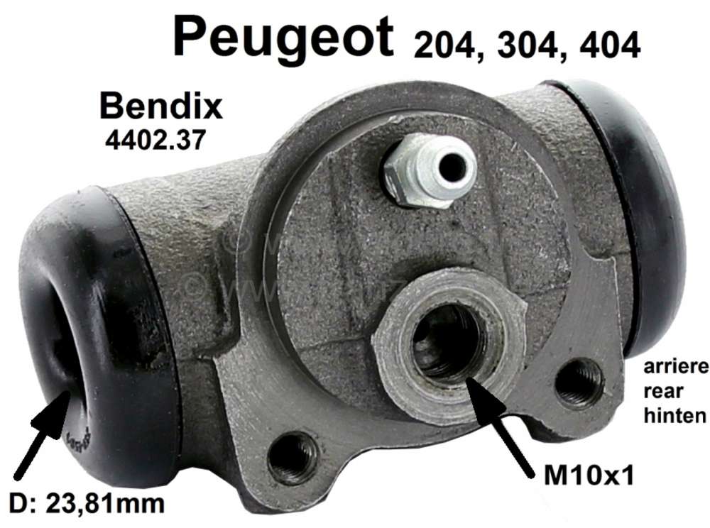 Peugeot - Wheel brake cylinder, rear, for Peugeot 304,404  Cabrio and Coupe, suitable for left and r
