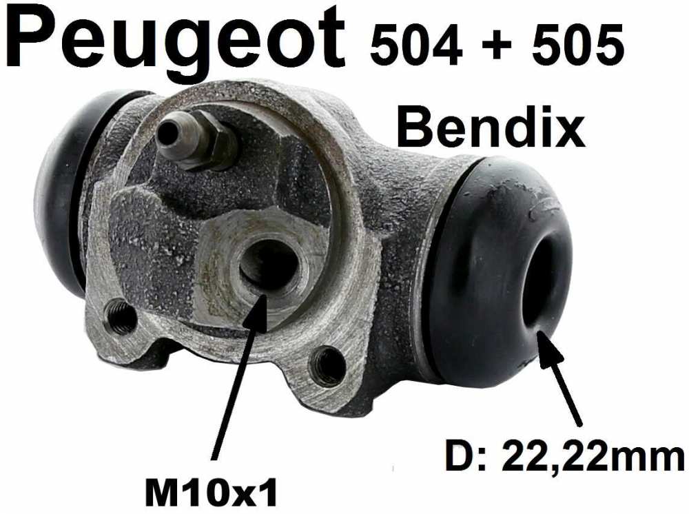 Peugeot - P 504/505, rear left wheel brake cylinder, Bendix system. Suitable for Peugeot Berline, fr