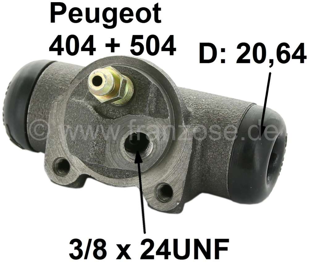 Peugeot - wheel brake cylinder rear right Peugeot 404+504. System Bendix, 20,64mm piston. Connection