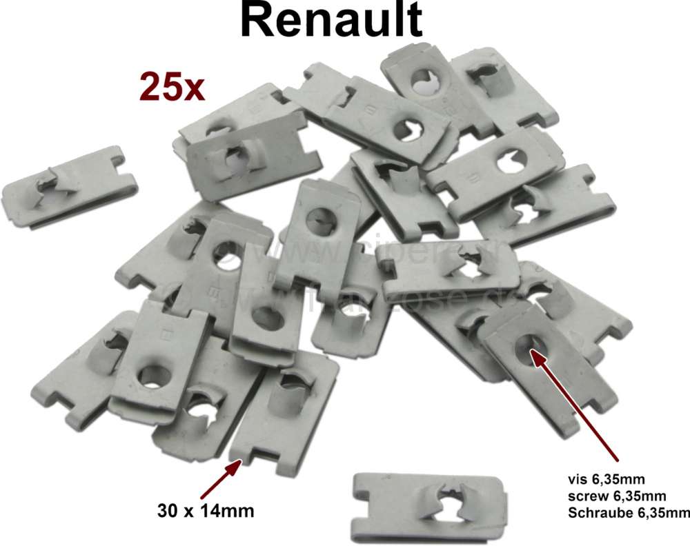 Renault - 3 sheet metal nut (25 item), for the securement of the fenders. Suitable for many classica