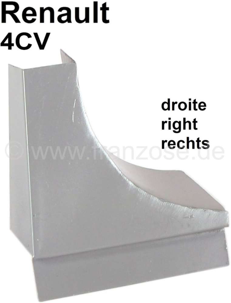 Renault - 4CV, corner plate in front on the right for the box sill. Suitable for Renault 4CV.
