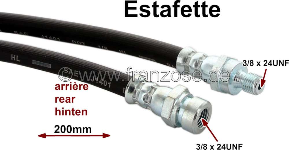 Renault - Estafette, brake hose rear. Suitable for Renault Estafette, to year of construction 10/196