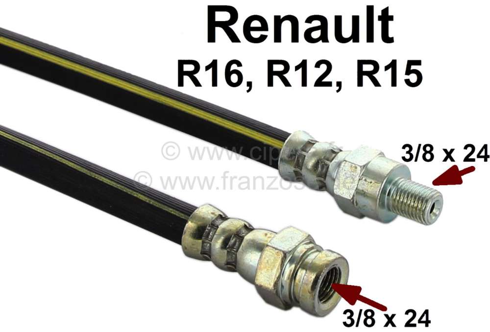 Renault - R16/R12/R15, brake hose front (on the left + on the right befitting). Suitable for Renault