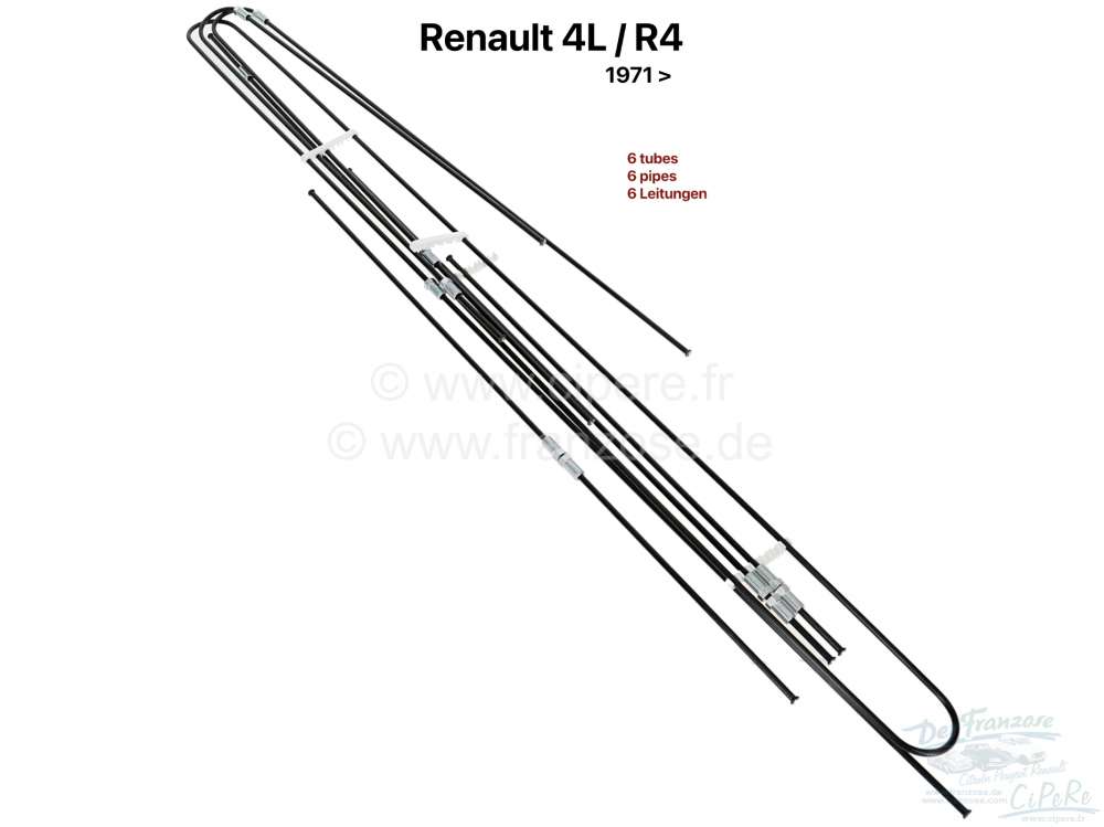Renault - R4, brake line set. Suitable for Renault R4, starting from year of construction 1971. 6 pi