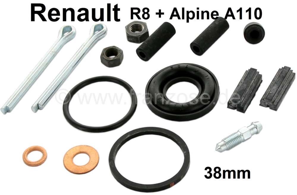 Renault - Rear engine, repair set for in 1 brake caliper front or rear (38mm piston). Suitable for R