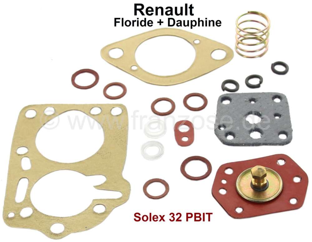 Renault - Carburetor repair set Solex 32 PBIT. Suitable for Renault Dauphine + Floride.