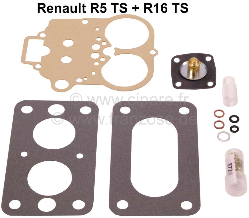 Renault - Carburetor repair set Weber 32 DIR 22. Suitable for Renault R5 TS (1289cc) + R16 TS.