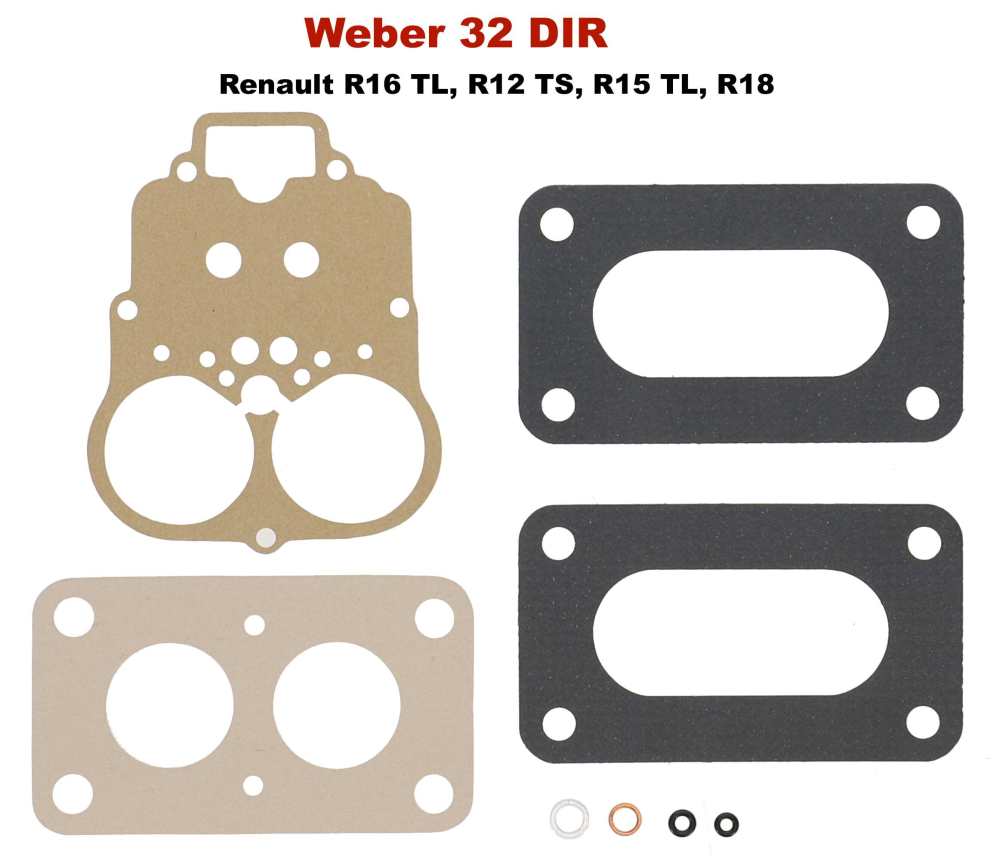 Alle - Carburetor sealing set Weber 32 DIR. Suitable for Renault 16 TL. R12 TS. R15 TL + GTL. R18