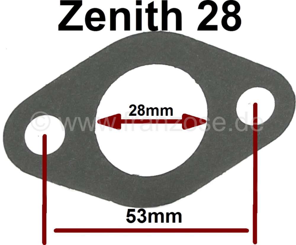 Renault - Zenith 28, Seal under carburetor for Zenith 28 (paper gasket). Suitable for Renault R4, R5