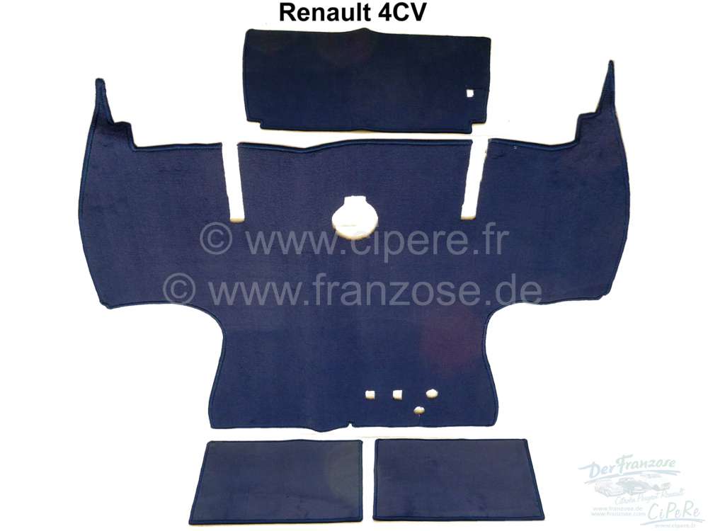 Citroen-2CV - 4CV, carpet set, suitable for Renault 4CV. 4 parts. Covers the whole passenger compartment
