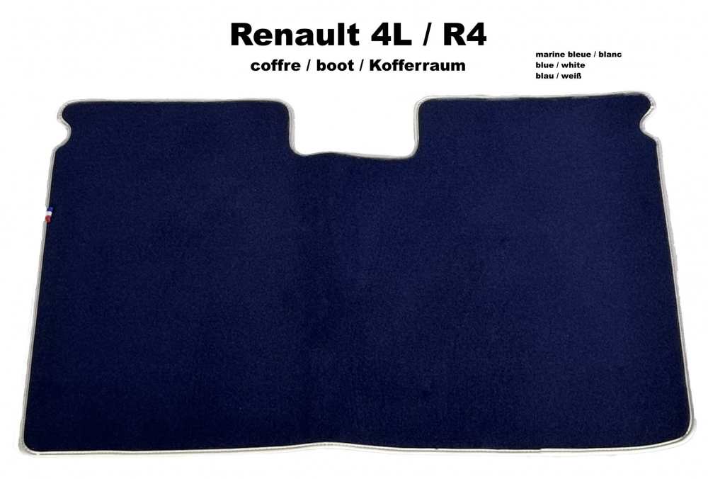 Renault - R4, boot mat Renault R4. Dark blue velour with white border. Suitable for our carpet set b
