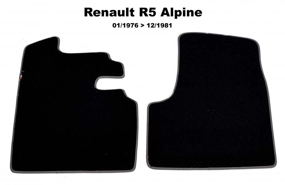 Peugeot - R5 Alpine, front floor mat set Velour Exellence (only front left + right), black with dark