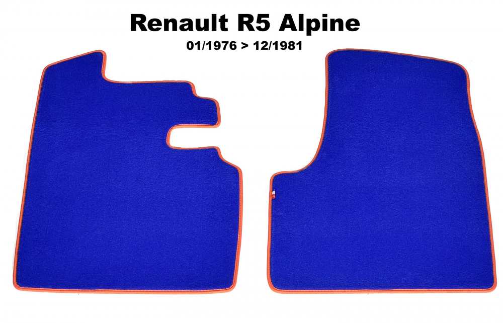 Peugeot - R5 Alpine, front floor mat set Velour Exellence (only front left + right), blue with orang