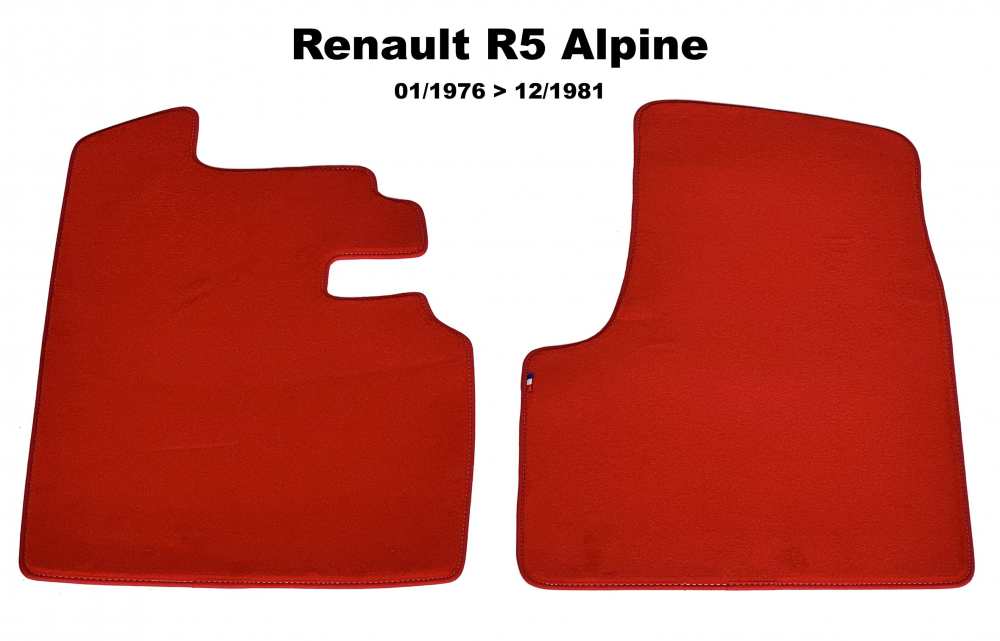 Peugeot - R5 Alpine, front floor mat set Velour Exellence (only front left + right), red with red vi