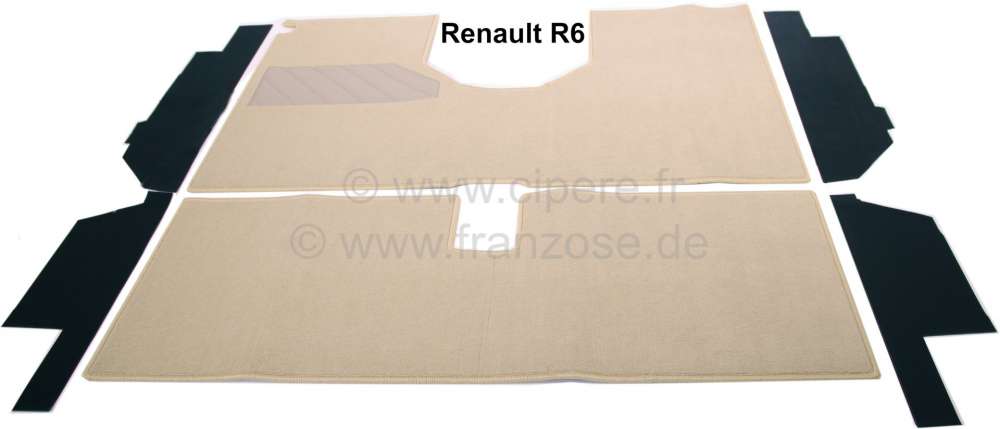 Renault - R6, Carpet set Velour cream (beige). Suitable for Renault R6.